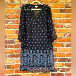 J. Jill Black Sheer Overlay Dress w/ Liner M